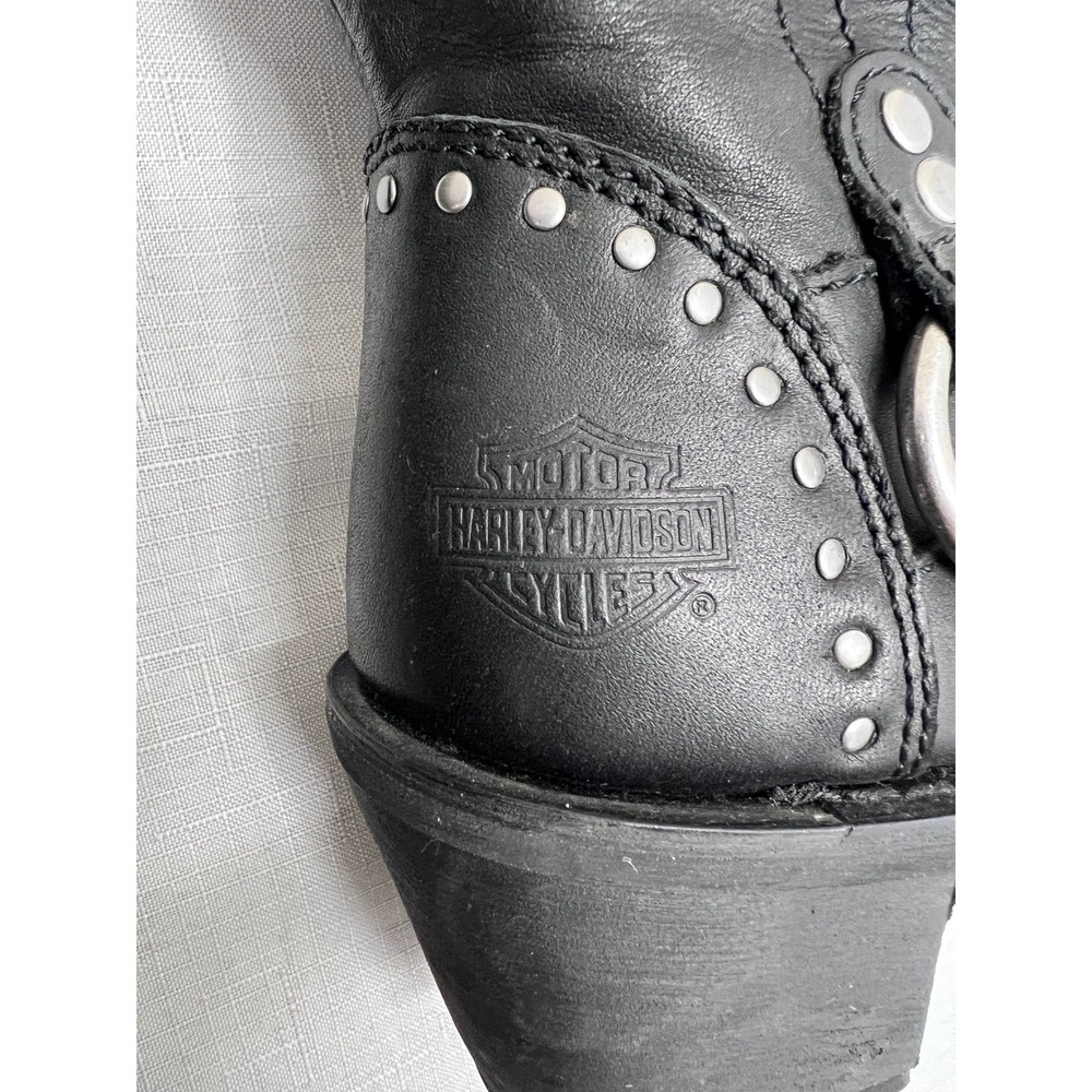 Harley Davidson Mid Calf Boots Womens 6.5 Black Excellent Leather Slouch Biker - Picture 6 of 15